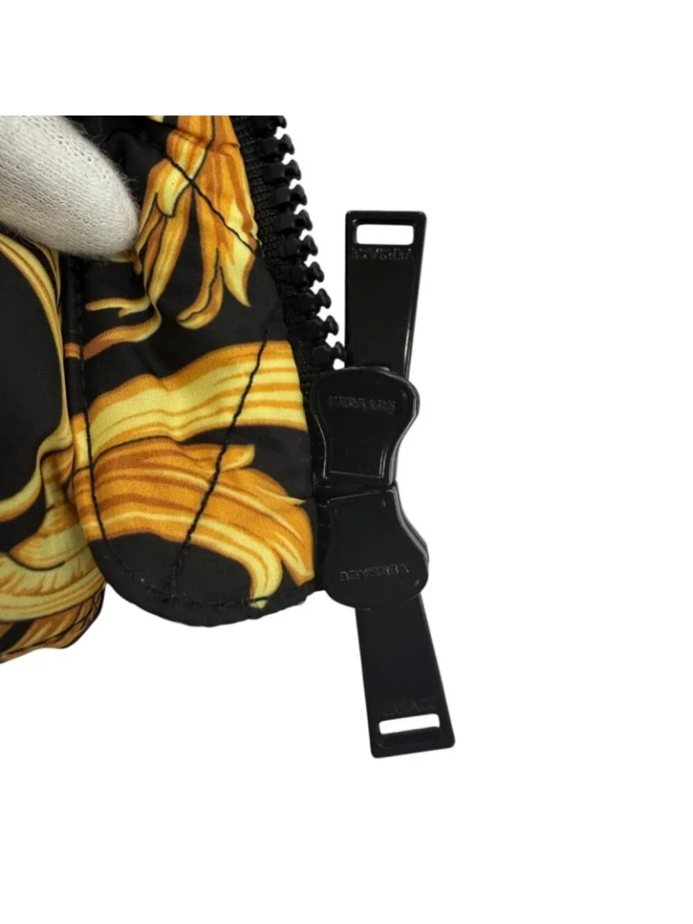 Versace Medusa Belt Baroque Long Length Down Coat Black Gold 36